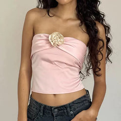 Pydshop Mikah Floral Detailed Strapless Top