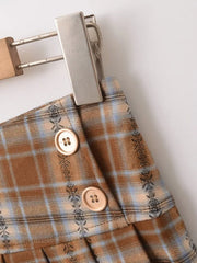 Brown Plaid Mini Skirt