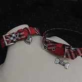 Y2K Red Plaid Bone Choker