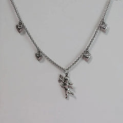 Girly Heart Bow Necklace