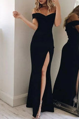 Fashion Elegant Solid Backless High Opening Off The Shoulder Irregular Dress Dresses(5 Colors)