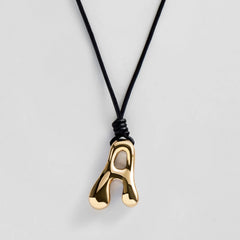 Cord Initial Necklace - Gold
