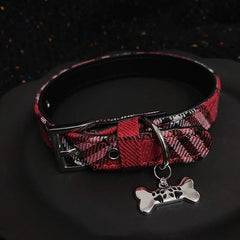 Y2K Red Plaid Bone Choker