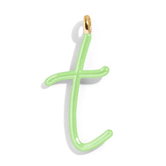 Custom Matcha Green Enamel Script Letter Charm - T