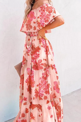 Fashion Gradual Change Flounce Off The Shoulder Cake Skirt Dresses