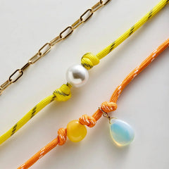 Brooke Semi-Precious Waterproof Anklet Set - Orange