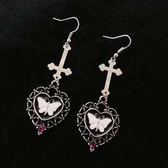 Asymmetry Cross Butterfly Earrings