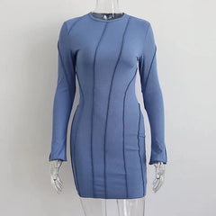 Striped Knitted Mini Bodycon Dress