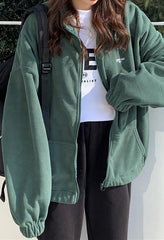 Letter Print Zip-Up Jacket