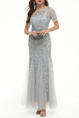 Celebrities Elegant Patchwork Sequins O Neck Evening Dress Dresses(11 Colors)