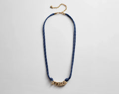 Bubble Letter Custom Paracord Necklace - Navy/White