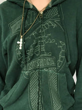 Vintage Wash Green Zip Up Hoodie