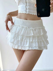 Girly Lace Ruffle Mini Skirt