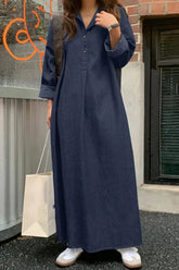 Casual Solid Pocket Polo Collar Irregular Dress Dresses