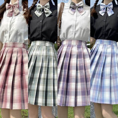 Plus Size Jk Glittering Baby Blue Uniform Pleated Skirt