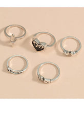 5Pcs Y2K Heart Ring