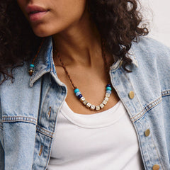Custom Block Letter Semi-Precious Paracord Necklace - Brown