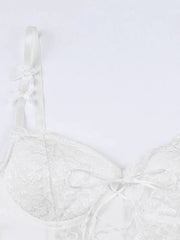 Lace Paneled White Crop Cami Top