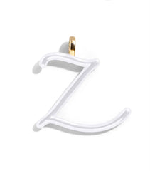 Custom Pure White Enamel Script Letter Charm - Z