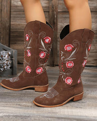 Women'S Casual Daily Floral Embroidery Boots