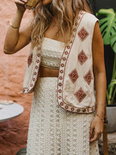Pydshop Y2K Retro Quilted Boho Vest Women'S Sleeveless Embroidered Linen Shirt Cardigan Vintage Crochet Floral Vest Tops Fashion New