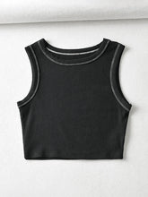 Stitched Detail Ribbed Crop Tank Top