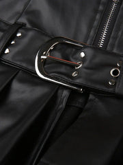 Punk Charm Rivet Belt Mini Skirt