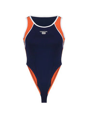 Sleeveless Patchwork Y2K Bodysuit