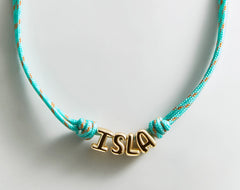 Bubble Letter Custom Paracord Necklace - Turquoise