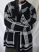 Men'S V Neck Checkered Cardigan