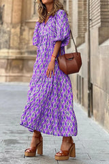Casual Print Split Joint Straight Dresses(3 Colors)