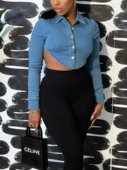 Lace-Up Denim Short Top