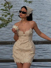Embroidered Backless Mini Dress