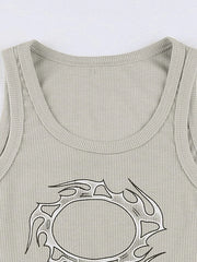 Tribal Flame Cropped Tank Top