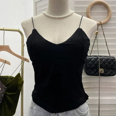 Pydshop Women'S Retro Chic Floral Print Velvet Spaghetti Strap Camisole Top Sleeveless Tube Top With Padded Base 8965 Partyclub Outfits