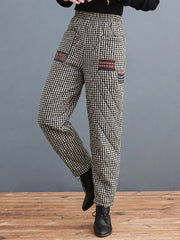 Women'S Thickened Warm Harem Pants Plaid Outer Wear Down Cotton Pants