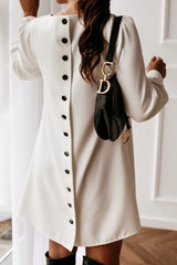 Casual Solid Patchwork Buckle O Neck Dresses