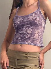 Mesh Floral Crop Cami Top