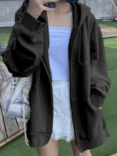 Solid Color Fleece Lined Zip-Up Hoodie
