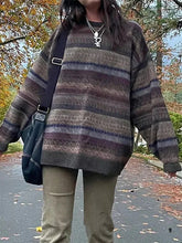 Vintage Color Block Striped Knit Sweater
