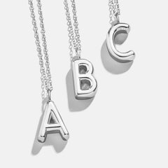 Classic Silver Initial Necklace - Silver