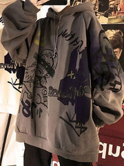 Men'S Oversize Graffiti Print Hoodie