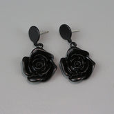 Dark Elegant Camellia Earrings