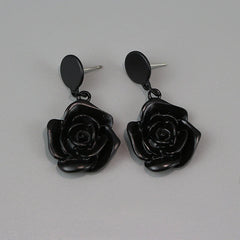 Dark Elegant Camellia Earrings