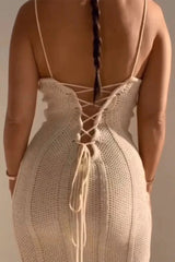 Sexy Solid Backless Strap Design Weave Strapless One Step Skirt Dresses