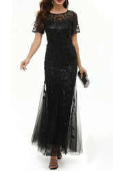 Celebrities Elegant Patchwork Sequins O Neck Evening Dress Dresses(11 Colors)