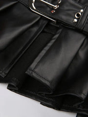 Punk Charm Rivet Belt Mini Skirt