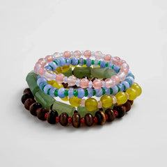 Darcy Semi-Precious Beaded Bracelet Set - Muted Multi