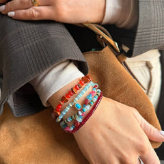 Darcy Semi-Precious Beaded Bracelet Set - Red