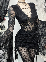 Witchy Goth Floral Lace Top